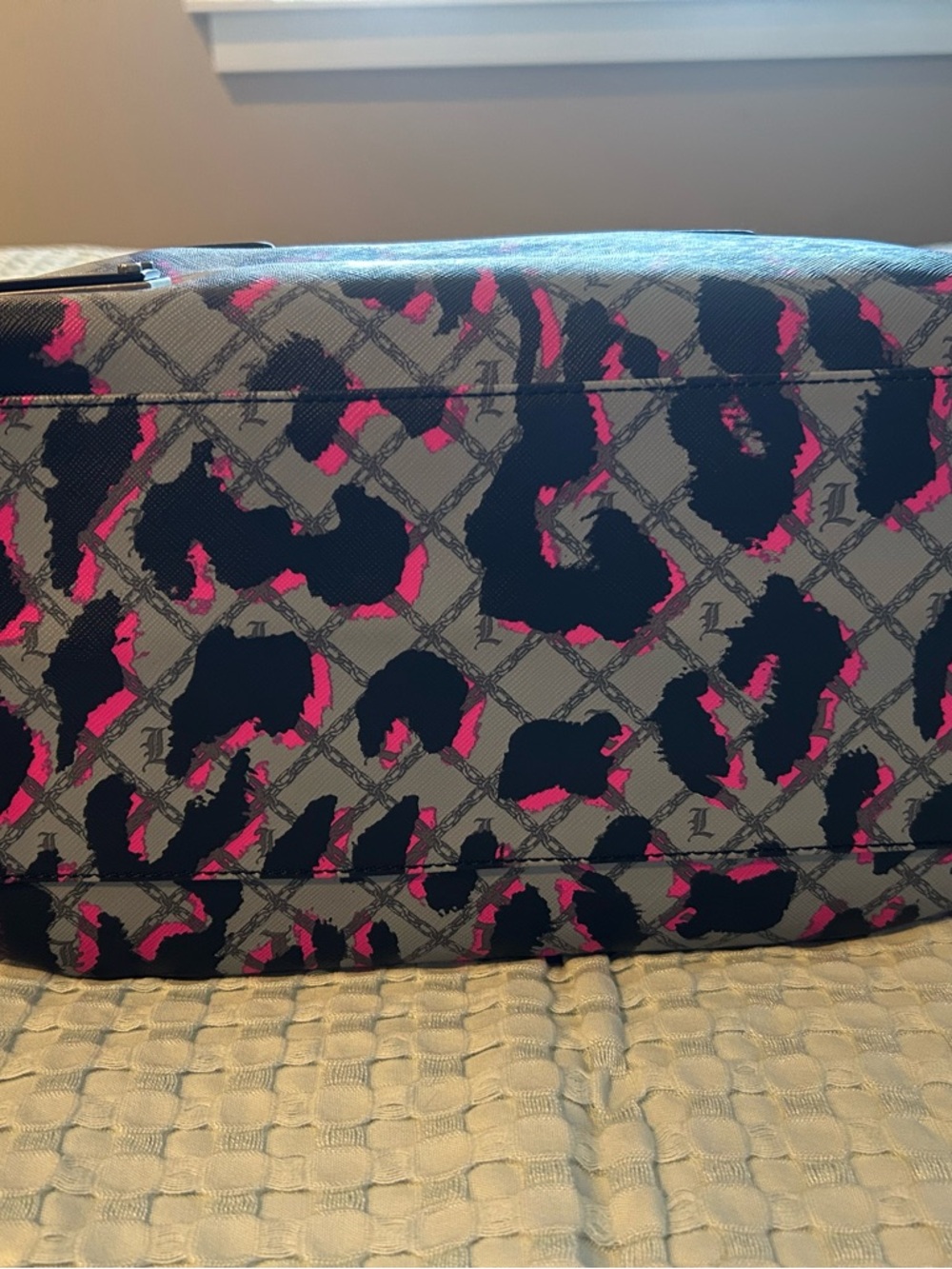 L.A.M.B. Black & Pink Leopard Print Satchel - Picture 3 of 6